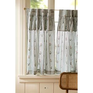 Anthropologie Parker Cotton Printed Valence Cafe Curtain, Set of 2